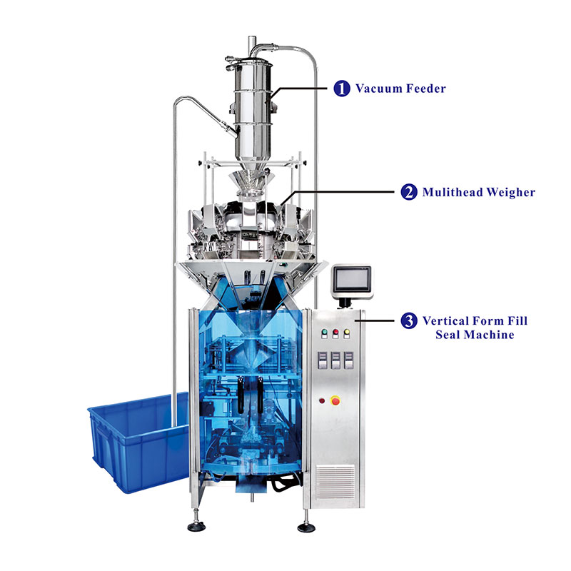 Упаковочное оборудование для количественного взвешивания с вакуумным питателем и многоголовочным дозатором Quantitative Weighing Packaging Machinery with Vacuum Feeder Machine and Multihead Weigher